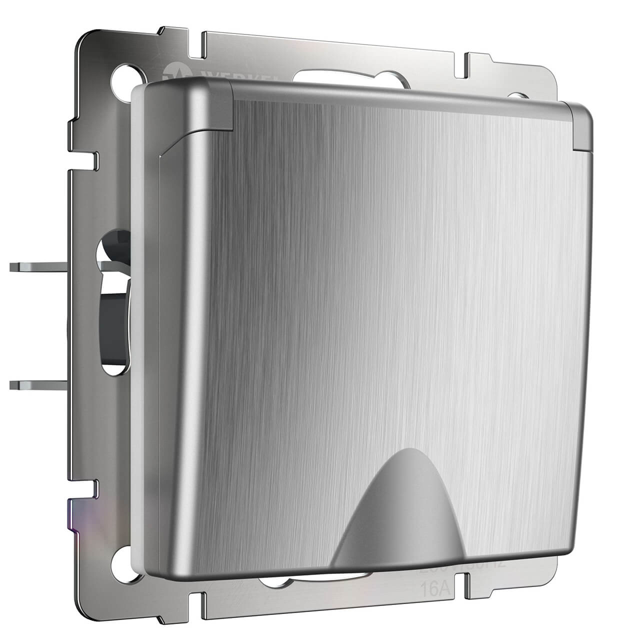 

Розетка влагозащищенная с заземлением с защитной крышкой и шторками Werkel cеребряный рифленый W1171209 4690389159800, Серебро, 4690389159800 Серебряный рифленый