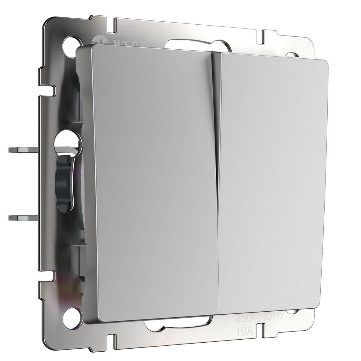 

Перекрестный переключатель двухклавишный Werkel W1123008 4690389182181, Серебро, 4690389182181