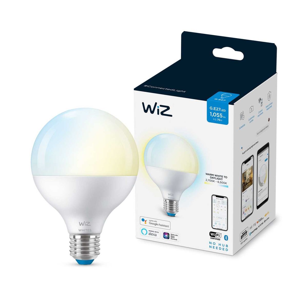 Лампочка Лампа светодиодная диммируемая WiZ E27 11W 2700-6500K матовая Wi-Fi BLE 75W G95E27927-65TW1PF/6 929002451002