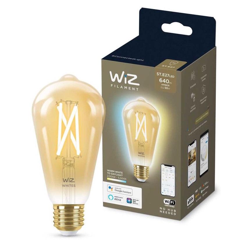

Лампа светодиодная филаментная диммируемая WiZ E27 7W 2700-6500K золото Wi-Fi BLE50WST64E27920-50Amb1PF/6 929003018701, Золотой, 929003018701 Wi-Fi BLE ()
