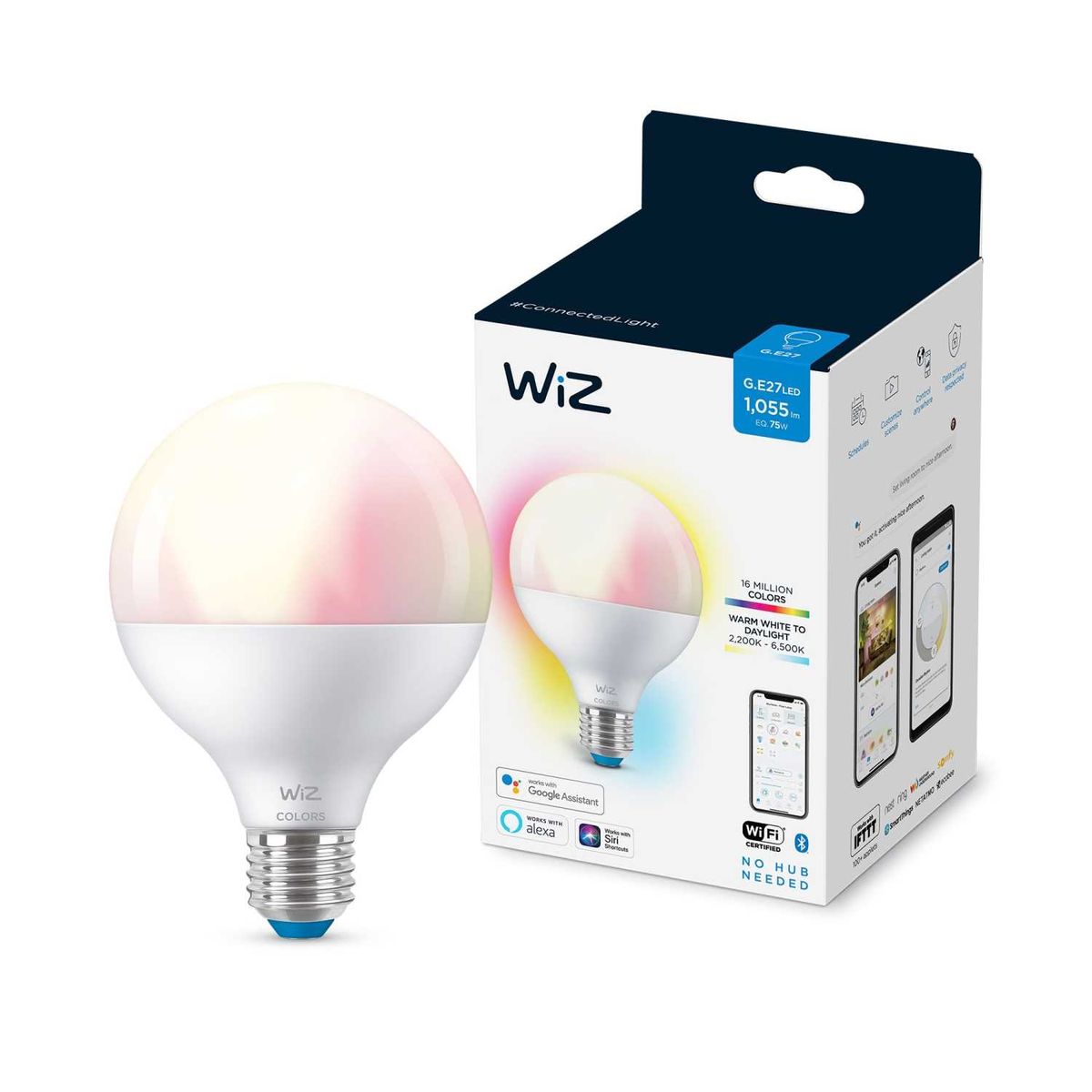 

Лампа светодиодная диммируемая WiZ E27 11W RGB+CCT матовая Wi-Fi BLE 75WG95E27922-65RGB1PF/6 929002383902, Матовый, 929002383902 Wi-Fi BLE