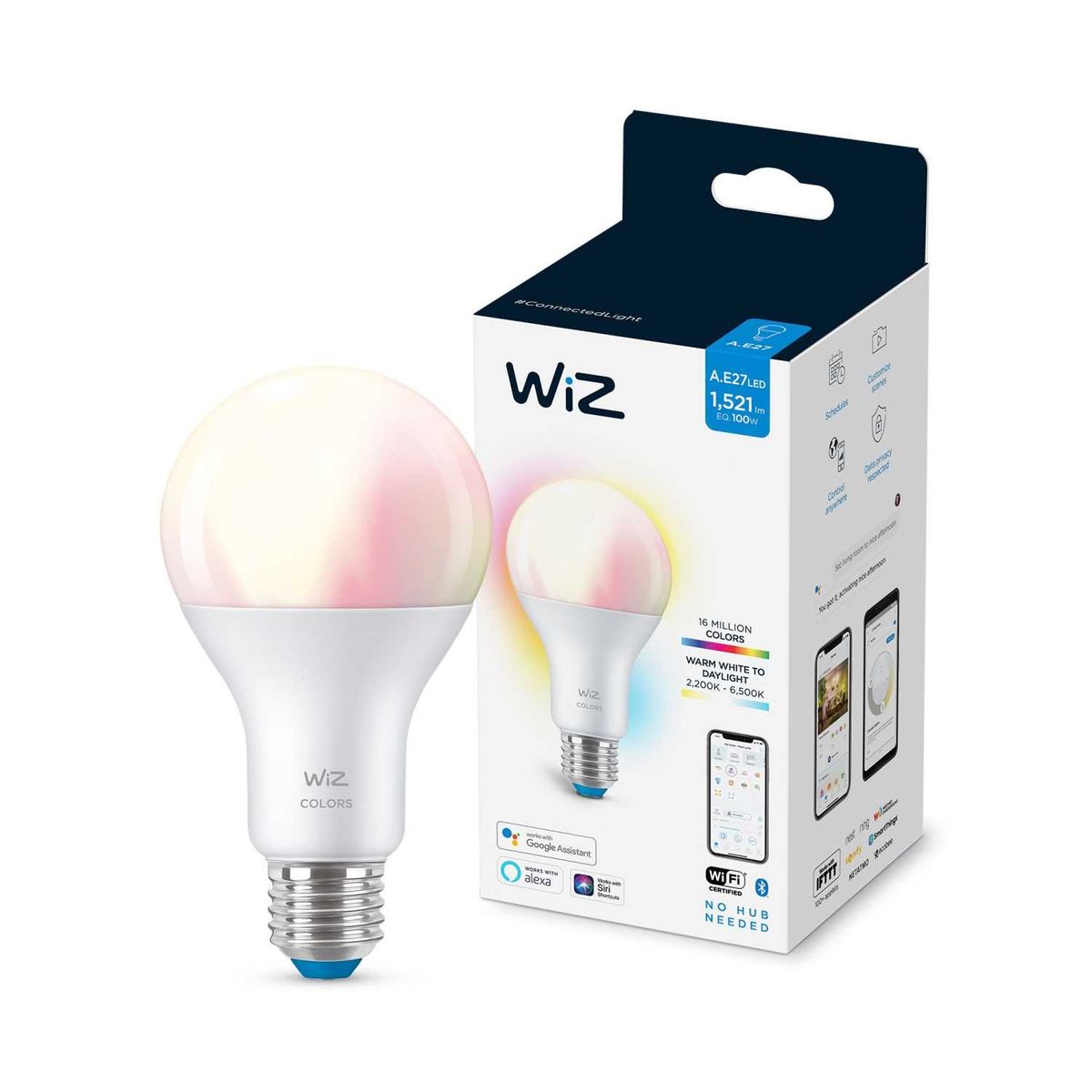 

Лампа светодиодная диммируемая WiZ E27 13W RGB+CCT матовая Wi-FiBLE100WA67E27922-65RGB1PF/6 929002449702, Матовый, 929002449702 Wi-Fi BLE