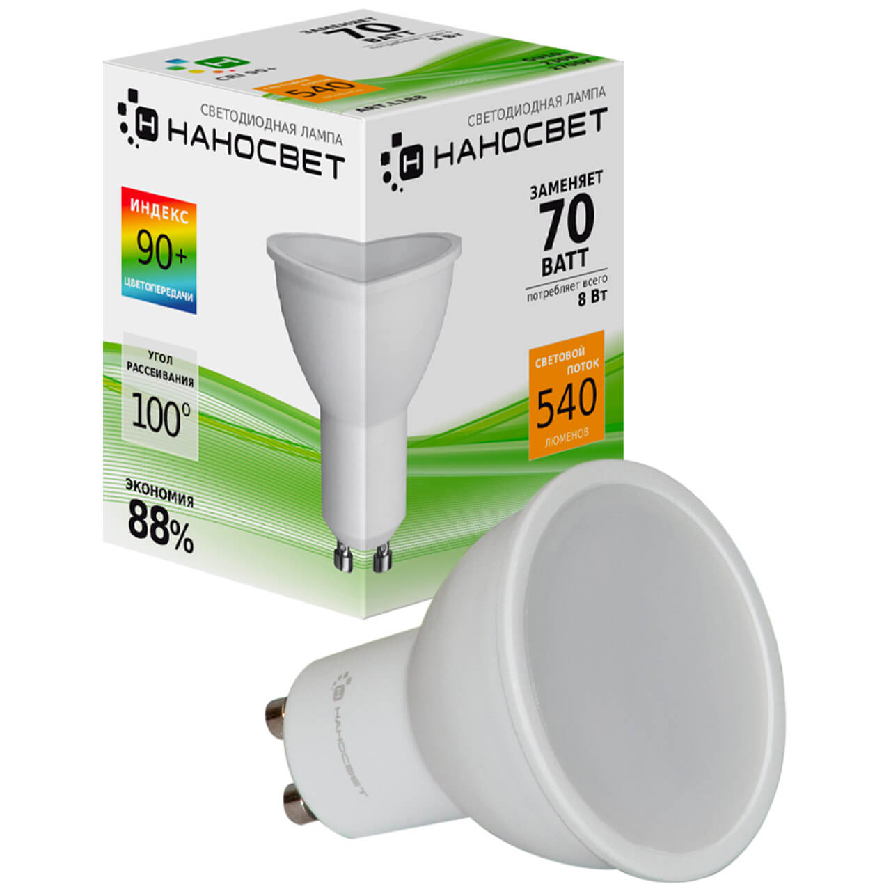 

Лампа светодиодная Наносвет GU10 6W 3000K матовая LE-MR16A-8/GU10/930 L188, Белый, L188