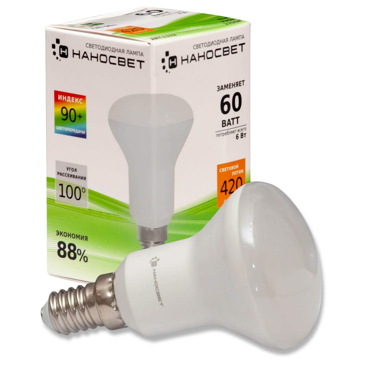 

Лампа светодиодная рефлеKторная Наносвет E14 5W 3000K матовая LE-R50-60/E14/930 L112, Белый, L112