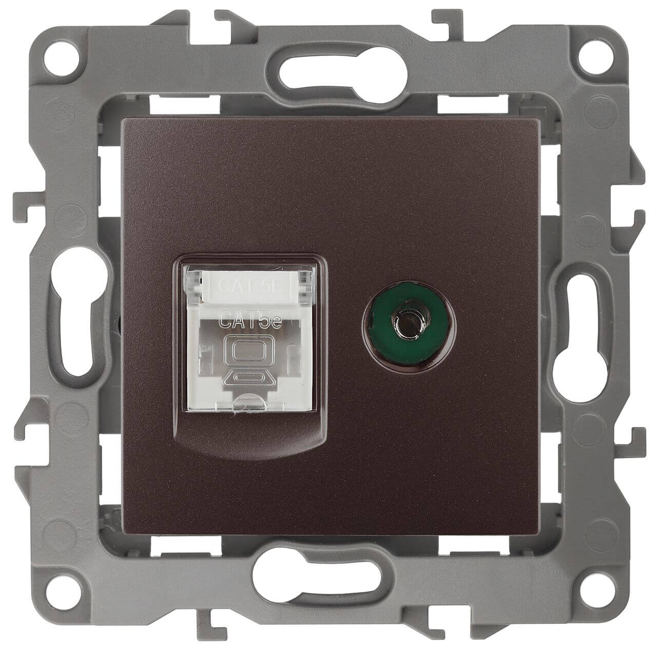 

Розетка комбинированная RJ45+TV ЭРА 12 12-3110-13 Б0027448, Бронза, 12-3110-13 Эра12