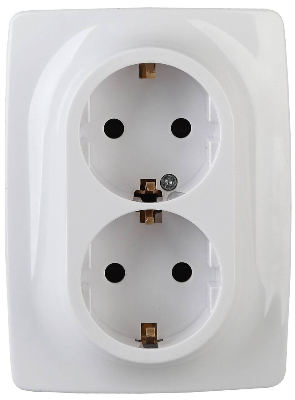 

Розетка ЭРА 12 2x2P E Schuko 16A 250V 12-2106-01 Б0031228, Белый, 12-2106-01 Эра12