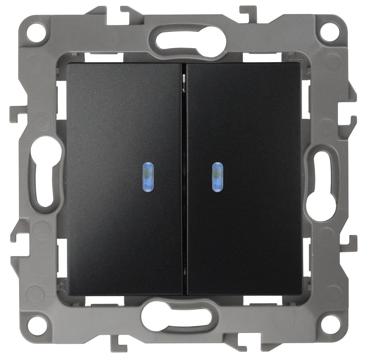 

Выключатель двухклавишный с подсветкой ЭРА 12 10AX 250V 12-1105-05 Б0014661, Антрацит, 12-1105-05 Эра12