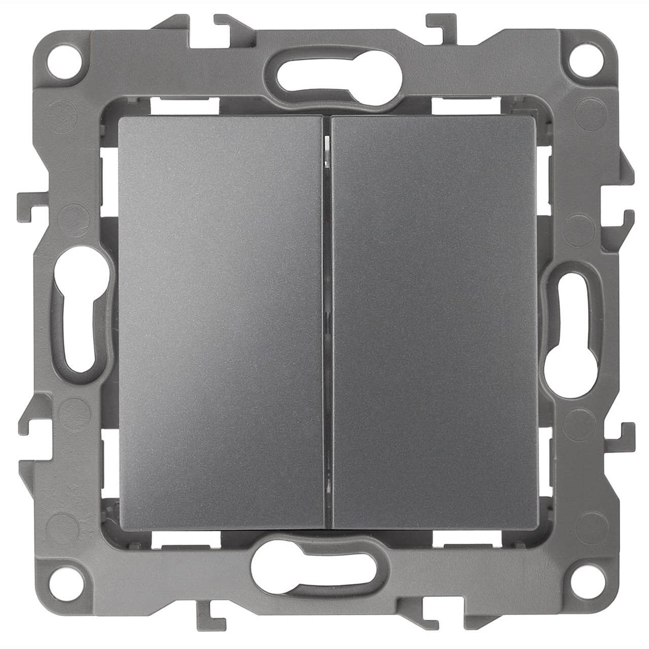 

Выключатель двухклавишный ЭРА 12 10AX 250V 12-1004-12 Б0019311, Графит, 12-1004-12 Эра12