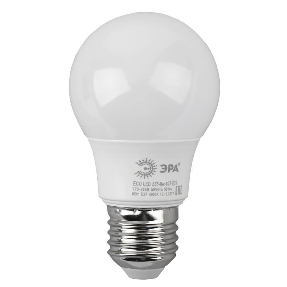 

Лампа светодиодная ЭРА E27 8W 2700K матовая ECO LED A55-8W-827-E27 Б0032095, ECO LED A55-8W-827-E27 ECO LED A55