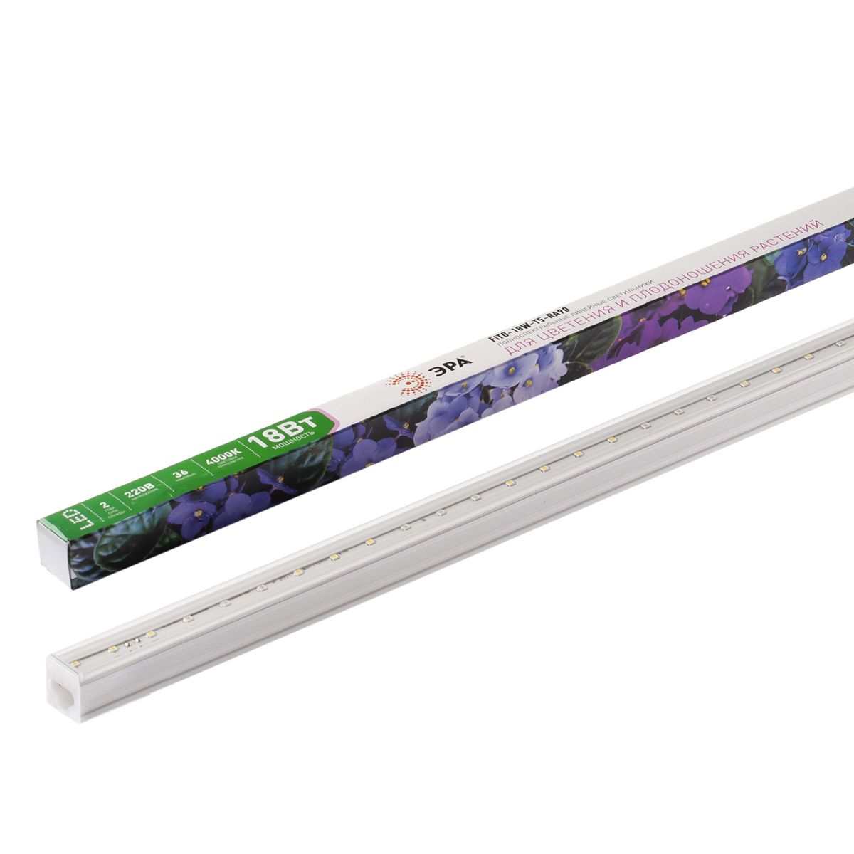 

Подвесной светодиодный светильник для растений ЭРА Fito-18W-T5-Ra90 Б0049313, Белый, Fito-18W-T5-Ra90 Profi green light