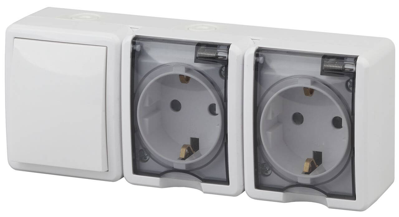 

Блок розетки-выключатель ЭРА Эксперт IP54 16A 250V 11-7403-01 Б0027673, Белый, 11-7403-01 Эксперт