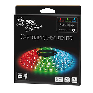 

Светодиодная влагозащищенная лента ЭРА 7,2W/m 30LED/m 5050SMD RGB 5M LS5050-30LED-IP65-RGB-5m C0043044, Разноцветный, LS5050-30LED-IP65-RGB-5m