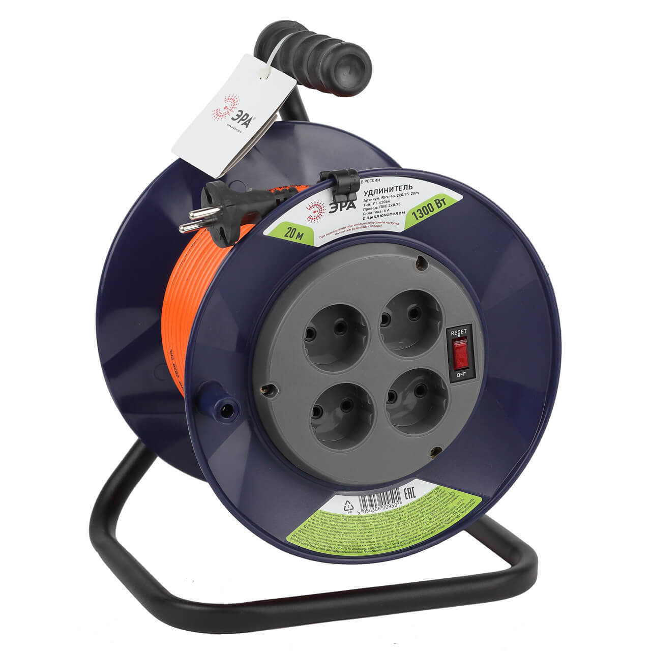 

Удлинитель силовой ЭРА RPx-4s-2x0.75-20m Б0046841, Оранжевый, RPx-4s-2x0.75-20m RPx