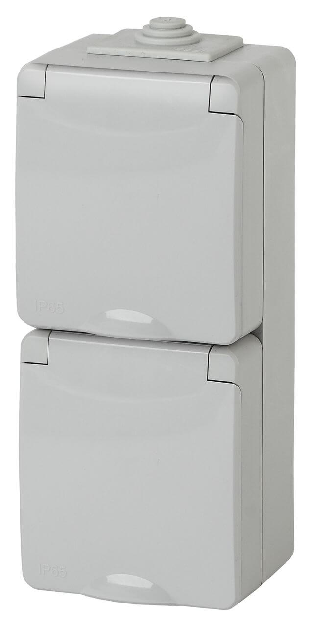 

Розетка ЭРА Эксперт 2х2P E IP65 со шторками 16A 250V 11-2608-03 Б0036003, Серый, 11-2608-03 Эксперт