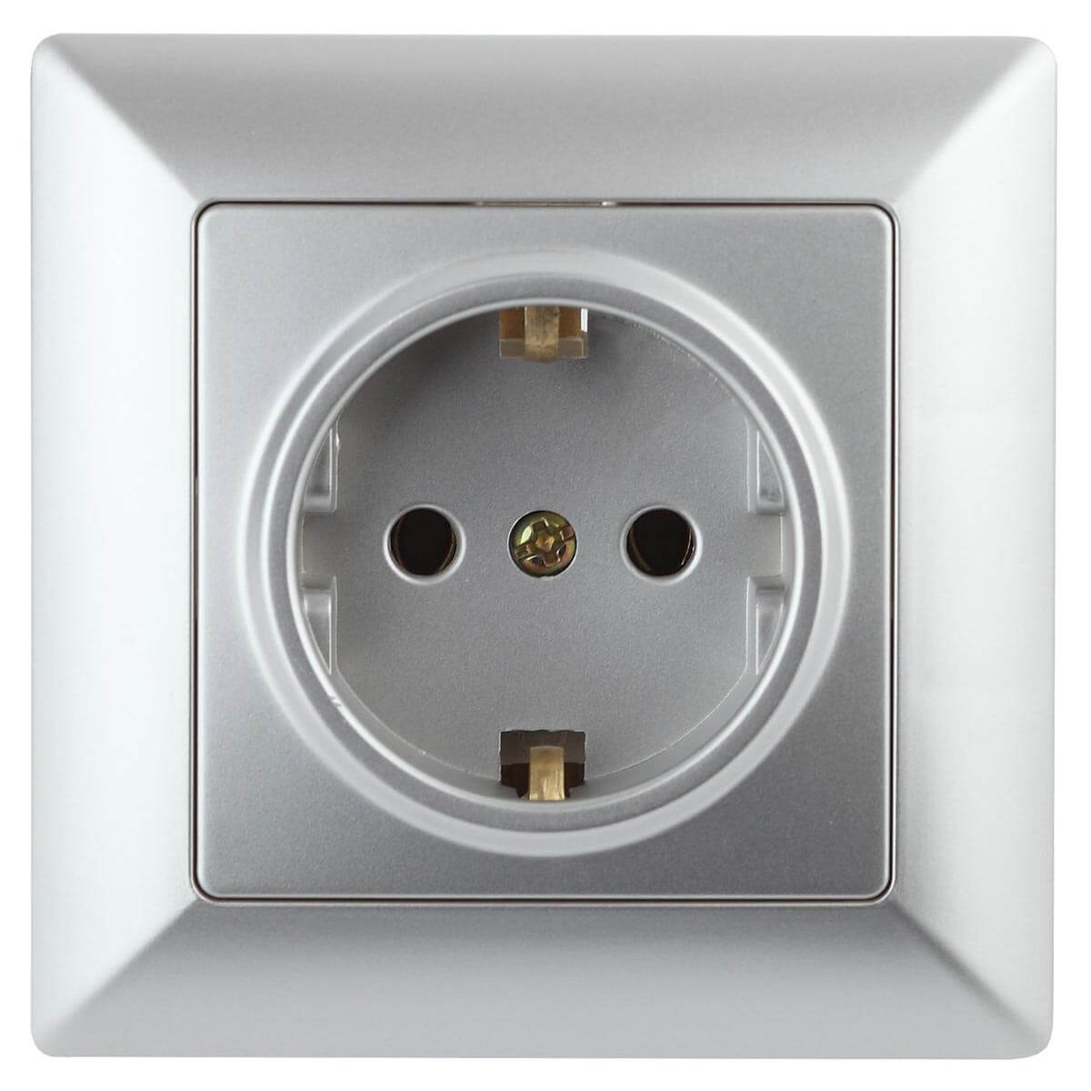 

Розетка ЭРА Intro Solo Schuko 2P+E 16A 250V серебро 4-202-03 Б0043314, 4-202-03 Solo серебро