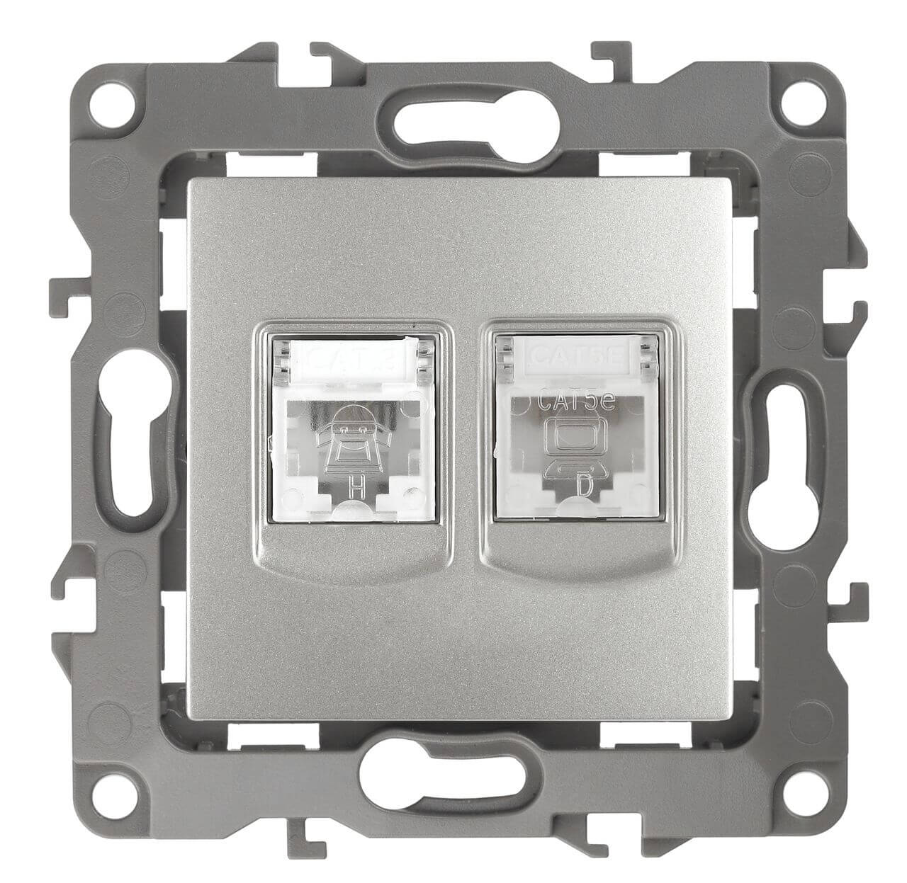 

Розетка комбинированная RJ45+RJ11 ЭРА 12 12-3109-03 Б0018250, Серый, 12-3109-03 Эра12