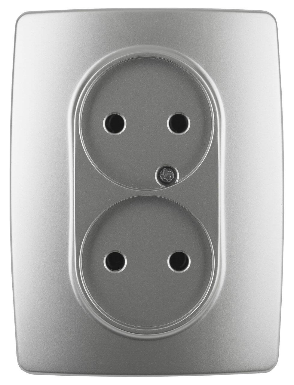 

Розетка ЭРА 12 2x2P 16A 250V 12-2107-03 Б0031240, Серый, 12-2107-03 Эра12