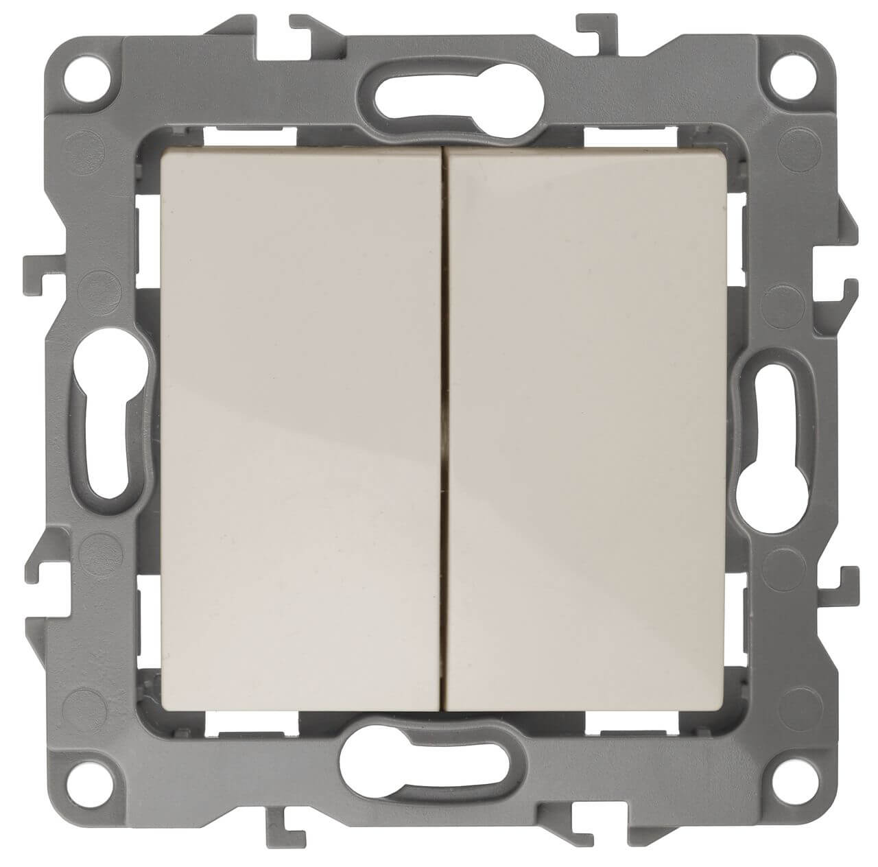 

Переключатель двухклавишный ЭРА 12 10AX 250V 12-1106-02 Б0014664, Слоновая кость, 12-1106-02 Эра12