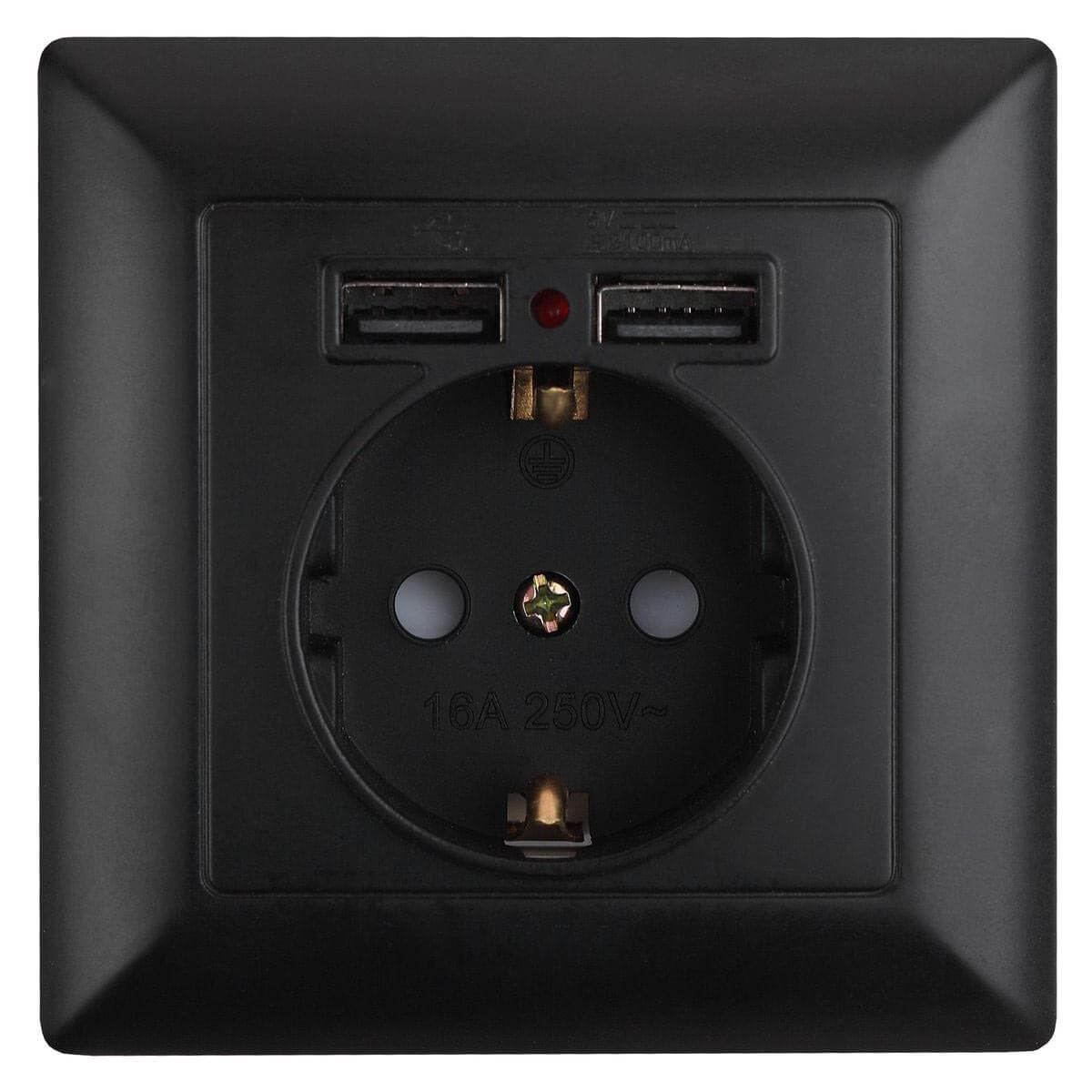 

Розетка ЭРА Intro Solo Schuko P+E 16A 250V со шторками 2хUSB антрацит 4-410-05 Б0043407, 4-410-05 Solo антрацит
