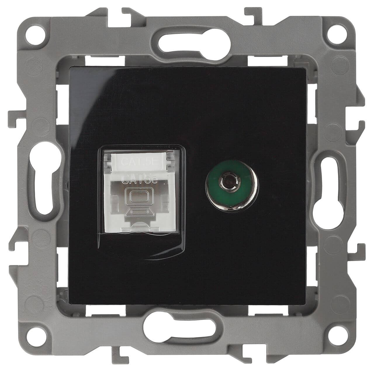 

Розетка комбинированная RJ45+TV ЭРА 12 12-3110-06 Б0027446, Черный, 12-3110-06 Эра12