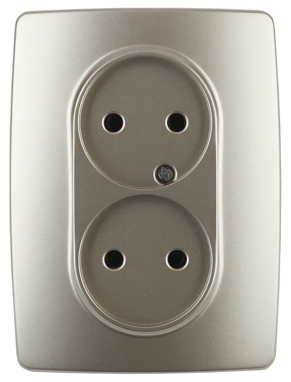 

Розетка ЭРА 12 2x2P 16A 250V 12-2107-04 Б0031241, Шампань, 12-2107-04 Эра12