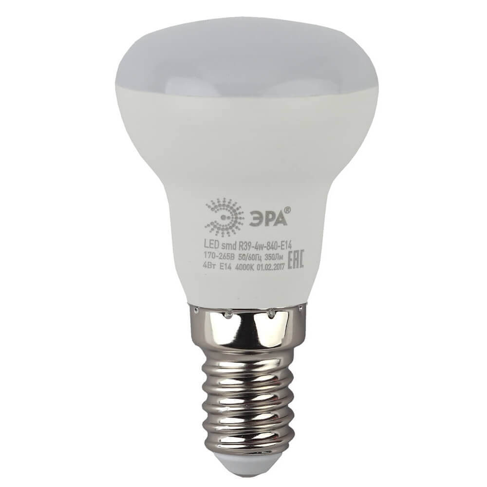 

Лампа светодиодная ЭРА E14 4W 4000K матовая LED R39-4W-840-E14 Б0020555, LED R39-4W-840-E14 LED R39