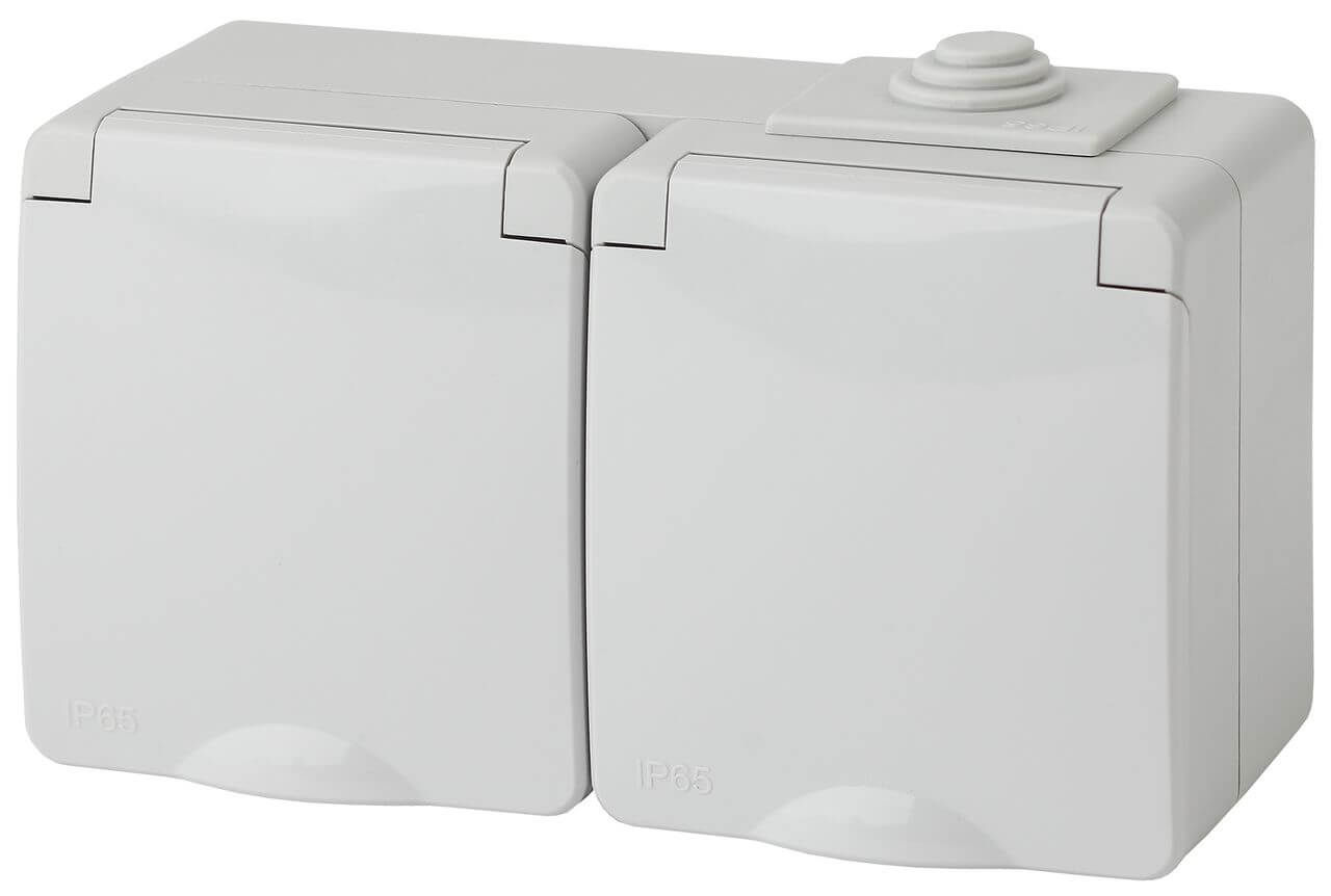 

Розетка ЭРА Эксперт 2х2P E IP65 со шторками 16A 250V 11-2604-03 Б0035992, Серый, 11-2604-03 Эксперт