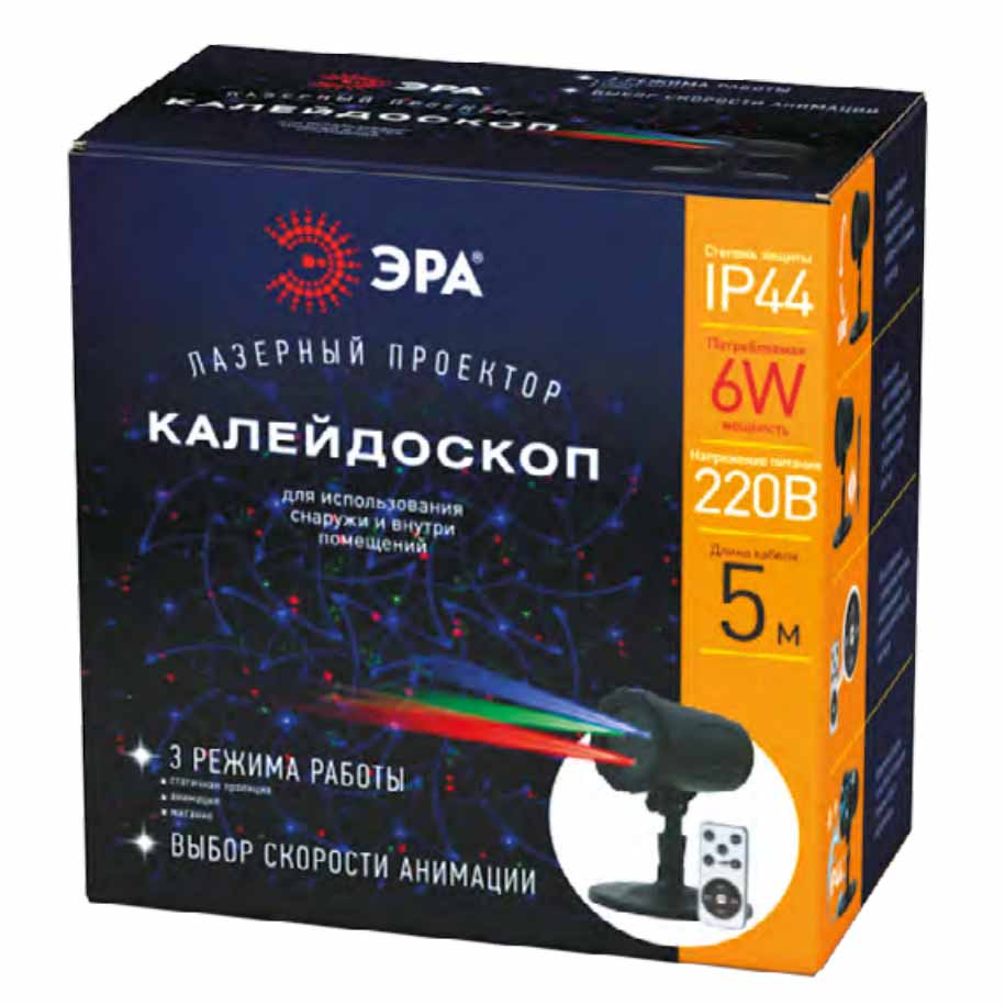 

Лазерный светильник-проектор ЭРА калейдоскоп ENIOP-05 Б0047976, Черный, ENIOP-05
