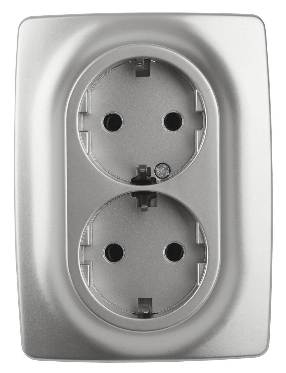 

Розетка ЭРА 12 2x2P E Schuko со шторками 16A 250V 12-2108-03 Б0036444, Серый, 12-2108-03 Эра12