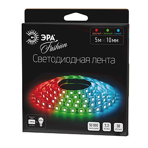 

Светодиодная лента ЭРА 7,2W/m 30LED/m 5050SMD RGB 5M LS5050-30LED-IP20-RGB-5m