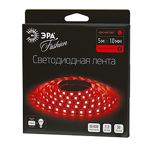 

Светодиодная влагозащищенная лента ЭРА 7,2W/m 30LED/m 5050SMD красный 5M LS5050-30LED-IP65-R-5m