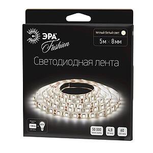 

Светодиодная лента ЭРА 4,8W/m 60LED/m 3528SMD теплый белый 5M LS3528-60LED-IP20-WW-5m