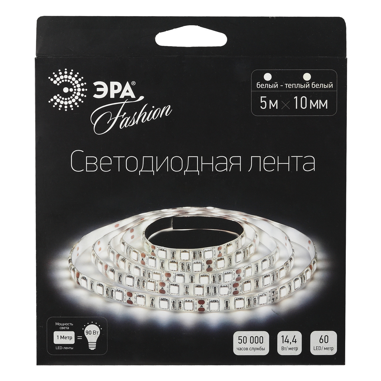 

Светодиодная лента ЭРА 14,4W/m 60LED/m 5050SMD теплый белый 5M LS5050-60LED-IP20-WWW-5m