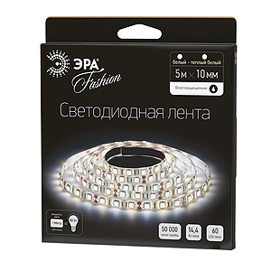 

Светодиодная влагозащищенная лента ЭРА 14,4W/m 60LED/m 5050SMD теплый белый 5M LS5050-60LED-IP65-WWW-5m