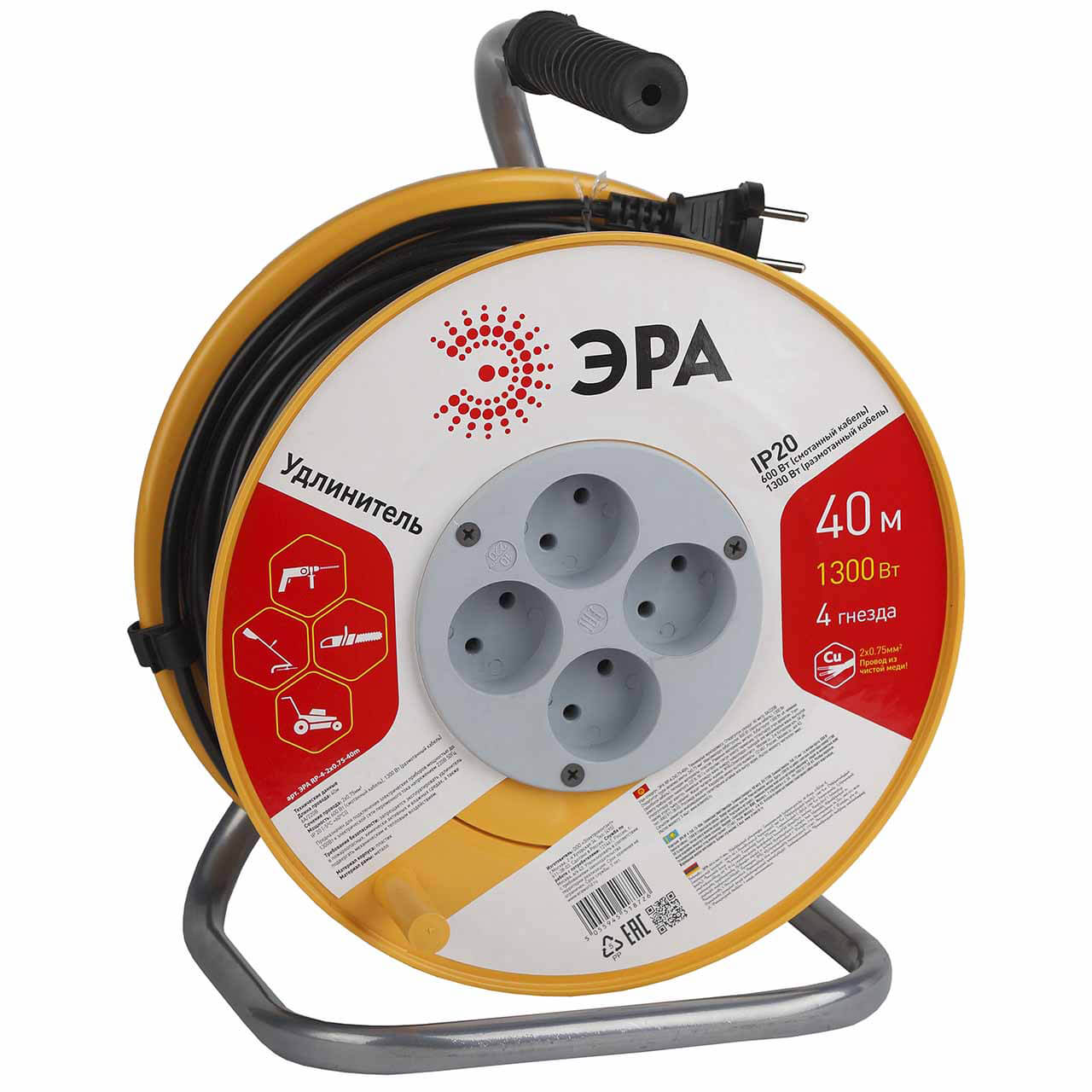 

Удлинитель ЭРА RP-4-2x0.75-40m