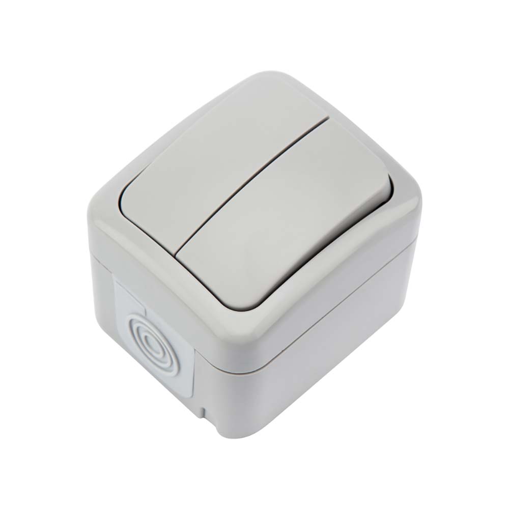 Выключатель двухклавишный Mini OG OG IP54, о/у, серый KRANZ KR-78-0833 ...