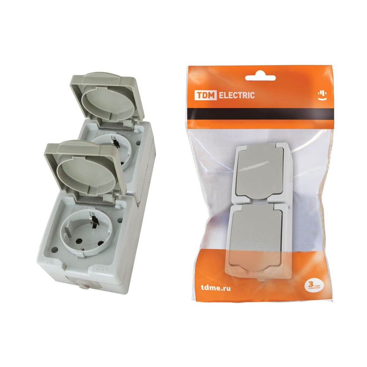 Розетка двойная 2P PE TDM Electric Вуокса серая SQ1803-0009 ⚡ - купить ...