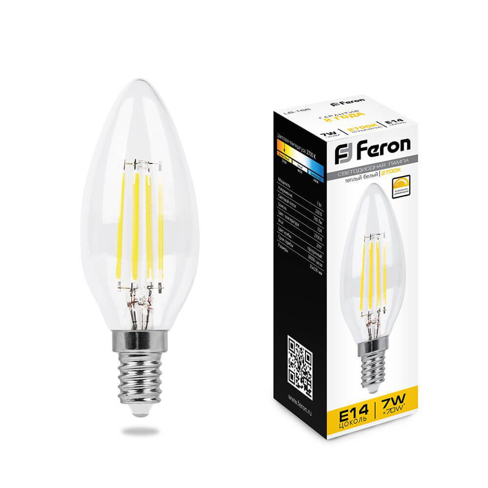 Лампа светодиодная диммируемая филаментная Feron E14 7W 2700K ...