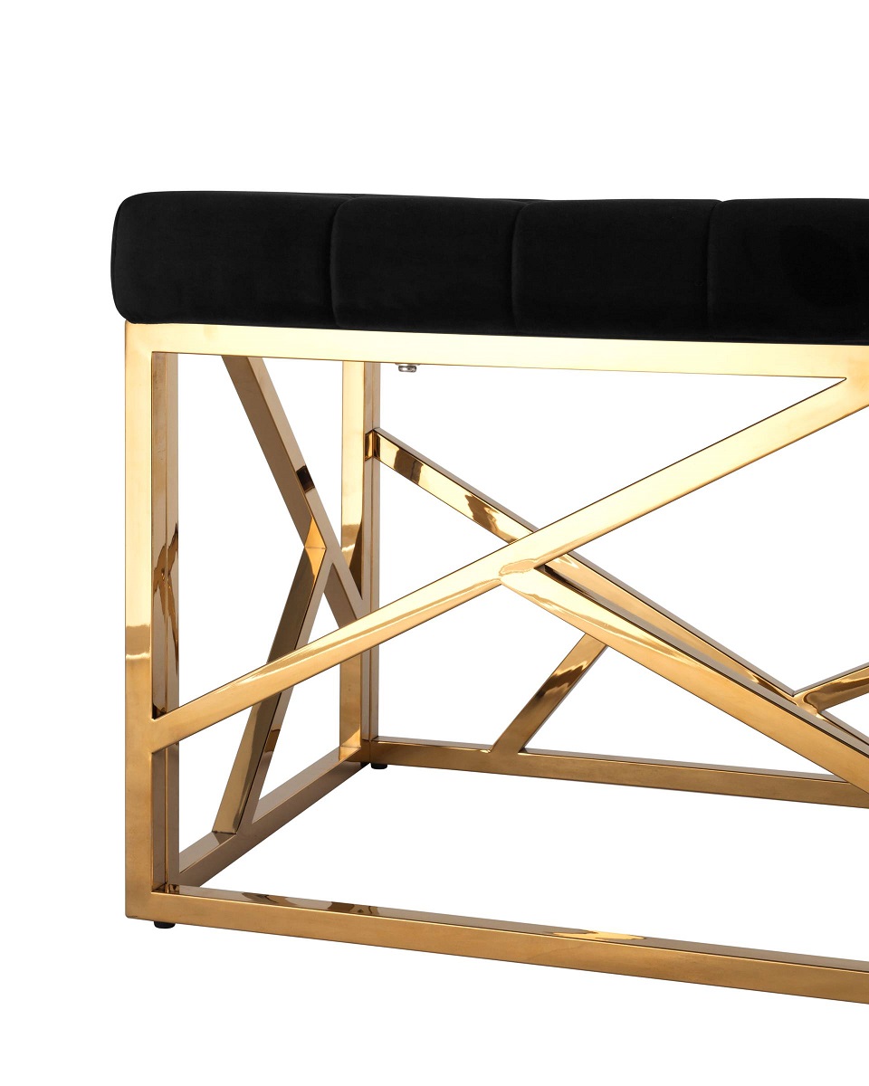 Банкетка-скамейка Stool Group АРТ ДЕКО вельвет черный сталь золото ...