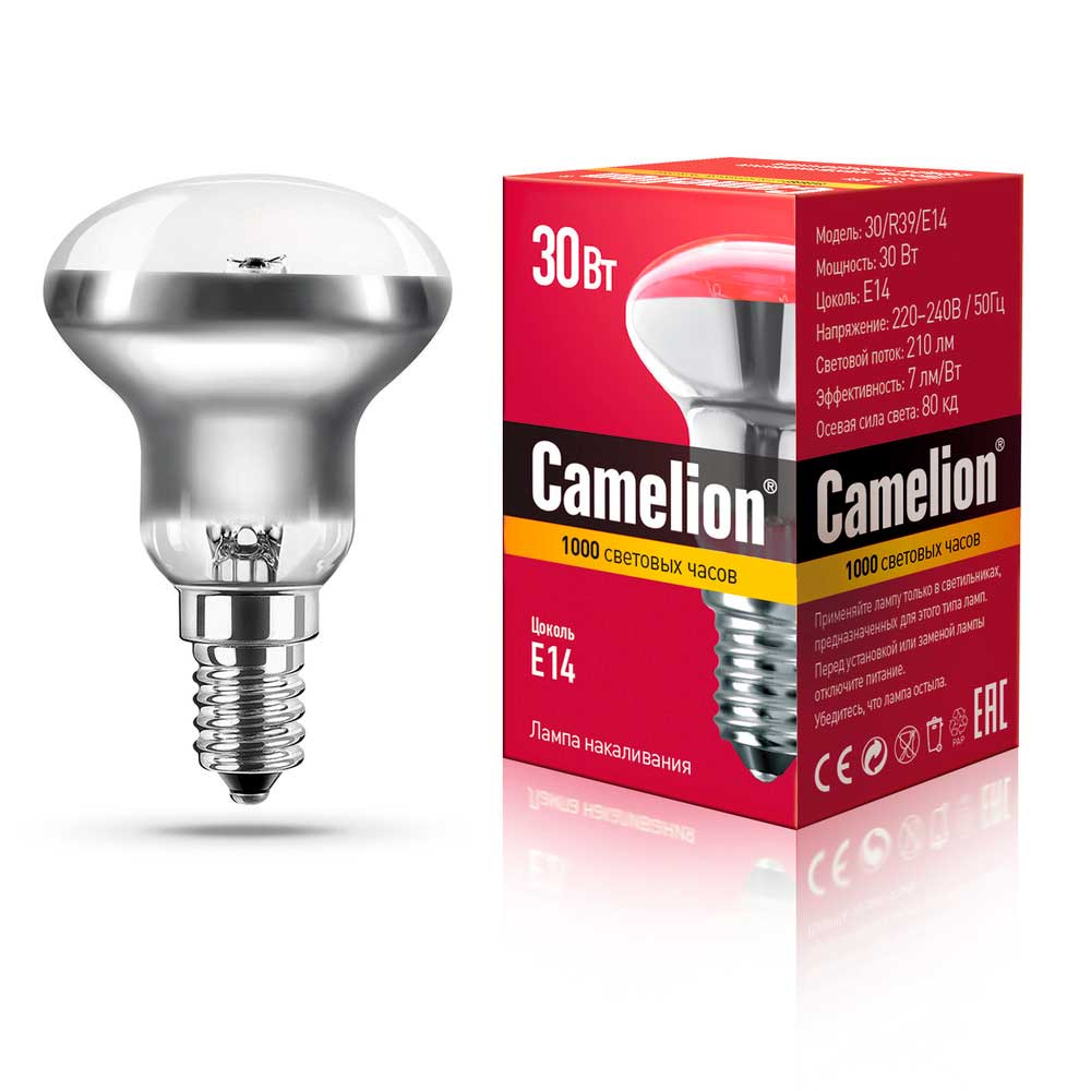 Лампа накаливания Camelion E14 30W 30/R39/E14 8976 ⚡ - купить с ...