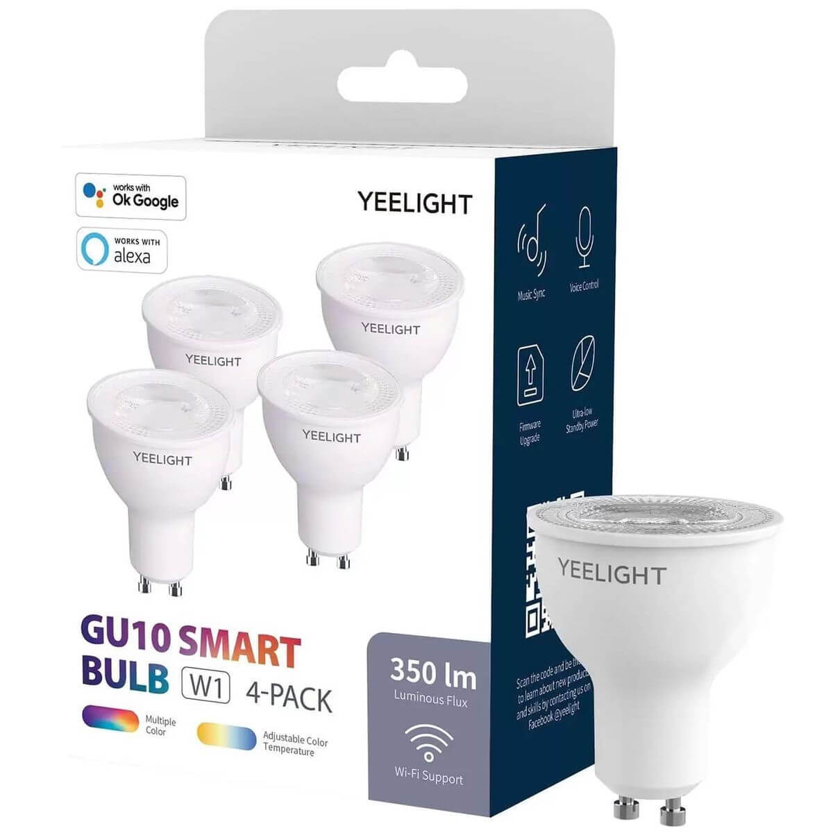 Лампа светодиодная диммируемая Yeelight GU10 4,8W RGB CCT прозрачная 4 ...
