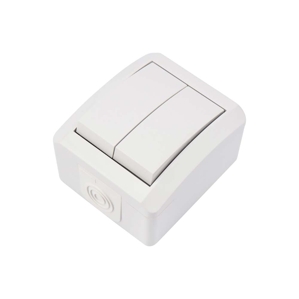 Выключатель двухклавишный INDUSTRIAL IP54, о/у, белый KRANZ KR-78-0832 ...