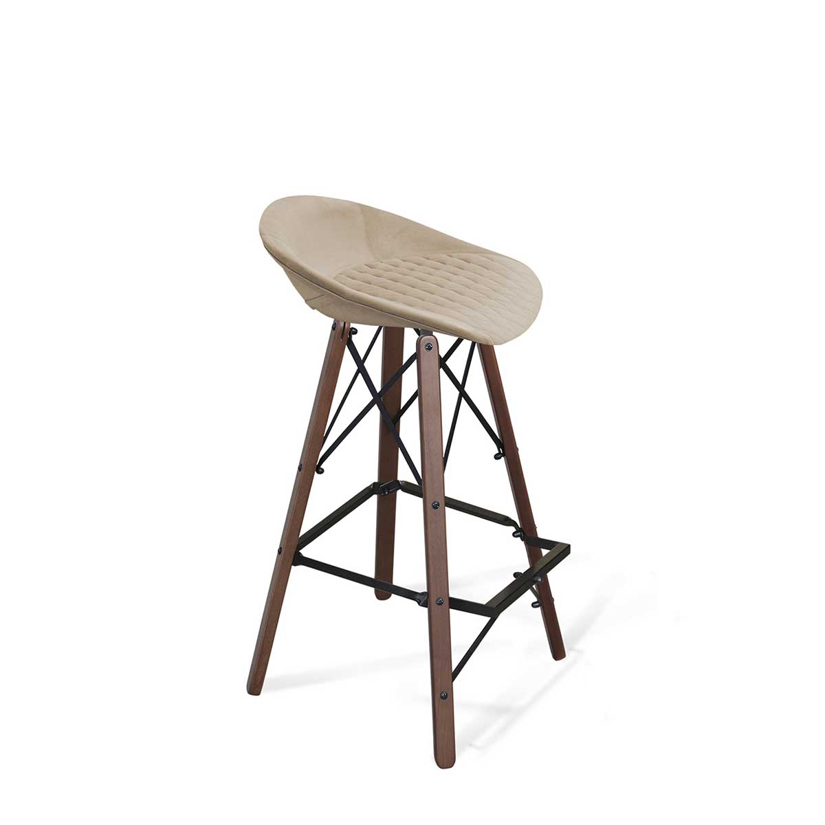 Барный стул Sheffilton SHT-ST19-SF2/S80 ванильный крем/темный орех ...