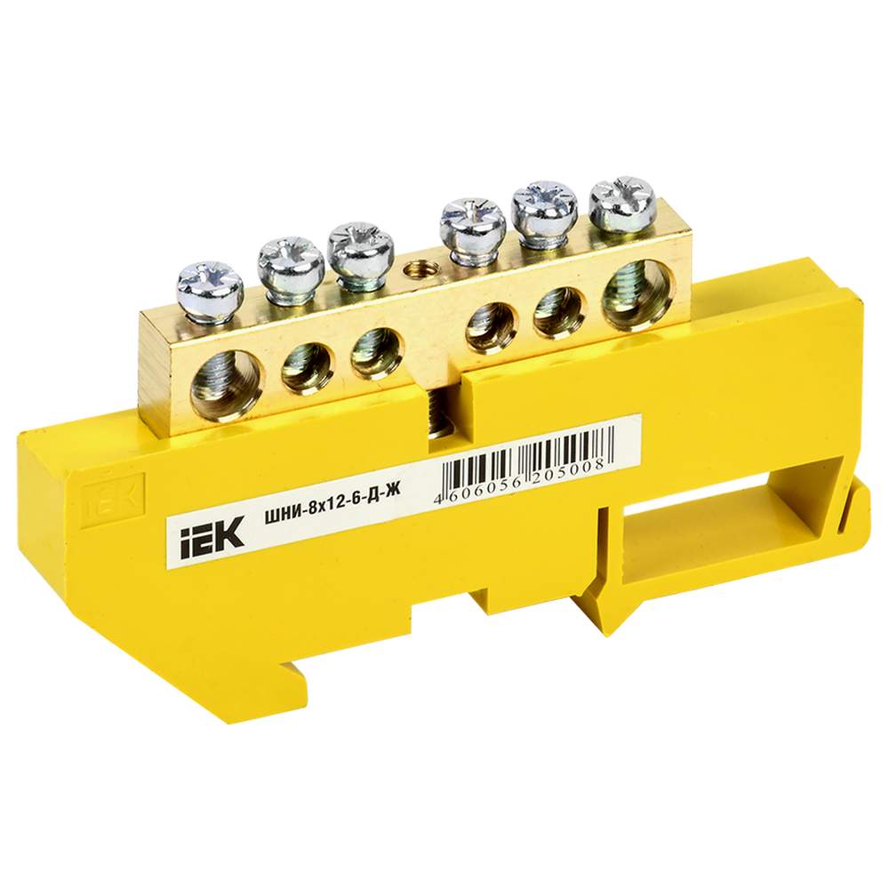 Шина PE земля на DIN-изол ШНИ-8х12-6-Д-Ж IEK YNN10-812-6D-K05 ⚡ ...