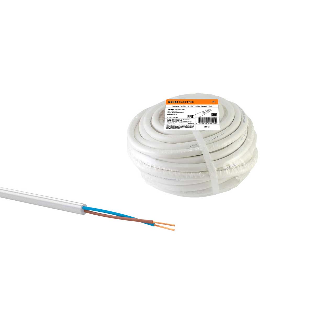 Провод ПВС 2х1,5 ГОСТ 20м , белый TDM SQ0118-0019 ⚡ - купить с ...