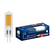Лампа светодиодная Uniel G4 6W 3000K прозрачная LED-JC-220/6W/3000K/G4/CL GLZ08TR UL-00005065