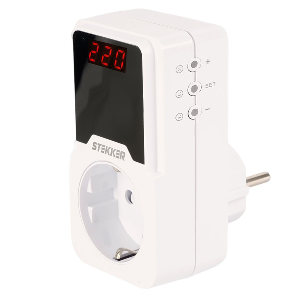 Реле напряжения для розетки регулируемое Stekker VPR-200W, 230В,16A,белый 50689
