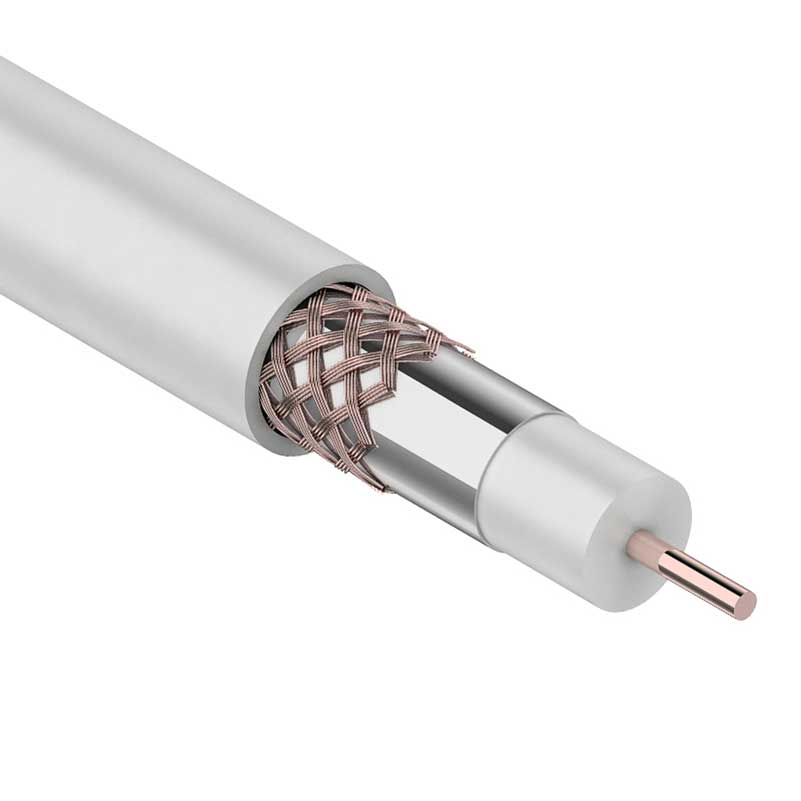 Кабель коаксиальный RG-6U, 75Ом, Cu/Al/Cu, 75%, 100м, INDOOR, белый ...