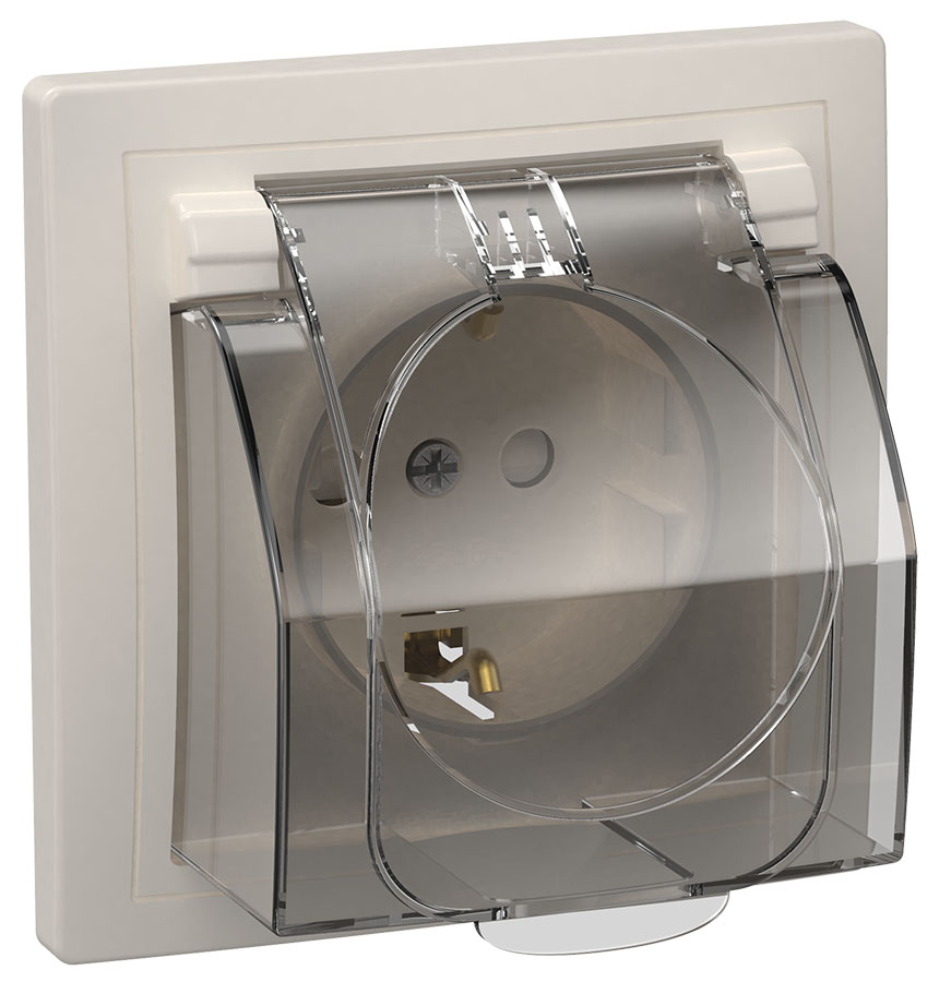 KVARTA Розетка с заземлением с защитными шторками IP44 16А кер РСбш11-3 ...