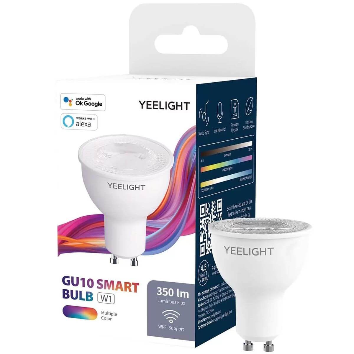 Лампа светодиодная диммируемая Yeelight GU10 4,8W RGB CCT прозрачная ...
